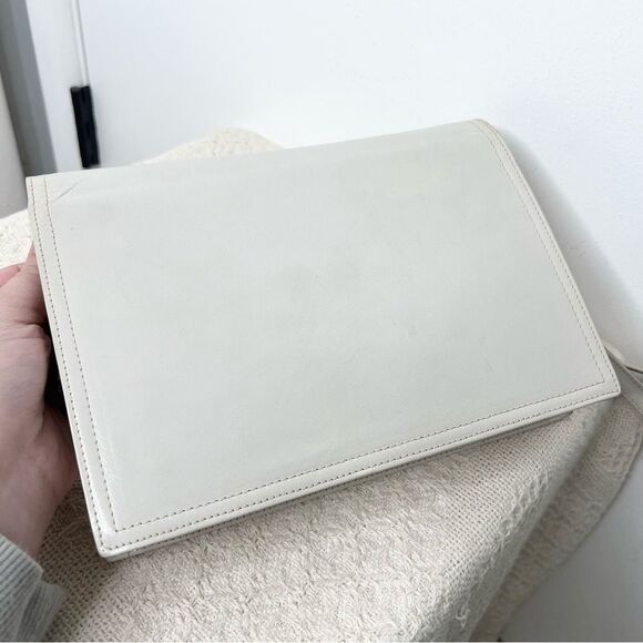 Vintage Parri’s Firenze Cream Leather Clutch Shoulder Bag Envelope Classic - Picture 7 of 12